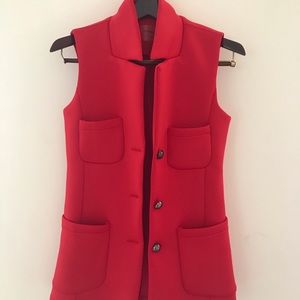 NEW Bright Red scuba material vest with pockets